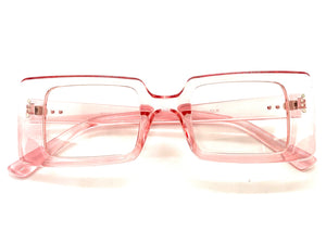 Women's Classic Modern RETRO Style Clear Lens EYE GLASSES Rectangular Pink RX-Capable Optical Fashion Frame 81071