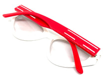 Women's Classic Modern RETRO Cat Eye Style Clear Lens EYE GLASSES White & Red RX-Capable Optical Fashion Frame 89337