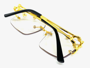 Classy Elegant Luxury Designer Hip Hop Style EYEGLASSES Gold Frame E0945