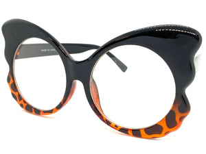 Ladies Oversized RETRO Style Clear Lens EYE GLASSES Huge Black & Tortoise Fashion Frame RX-Capable 81068