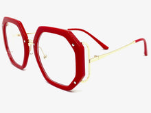 Oversized Vintage Retro Style Clear Lens EYEGLASSES Large Red & Gold Optical Frame - RX Capable 68082
