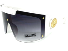 Oversized Classic Retro Luxury Shield Style SUNGLASSES Huge White Frame 9729