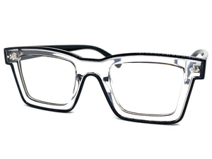 Classic Vintage Retro Style Clear Lens EYEGLASSES Black Optical Frame - RX Capable 5202