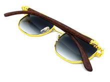 Men's Classy Elegant Luxury Designer Style SUNGLASSES Gold & Wooden Frame 5162