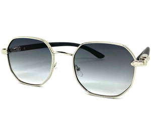 Men's Classy Elegant Luxury Designer Style SUNGLASSES Silver & Wooden Frame 5162