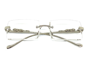 Men's Classy Elegant Luxury Designer Style Clear Lens EYE GLASSES Rimless Silver Frame 5152