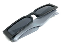 Futuristic Modern Retro Style SUNGLASSES Thin Rectangular Black & Gray Frame 80217