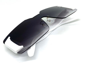 Futuristic Modern Retro Shield Style SUNGLASSES Large White Frame 58794