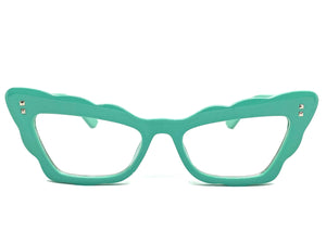 Classic Vintage Retro Cat Eye Style Clear Lens EYEGLASSES Turquoise Optical Frame - RX Capable 81121