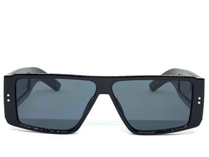 Futuristic Modern Retro Style SUNGLASSES Rectangular Black Frame Dark Lens 6745