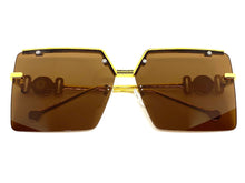 Ladies Classy Oversized Vintage Retro Style SUNGLASSES Gold Frame Brown Lens 7834