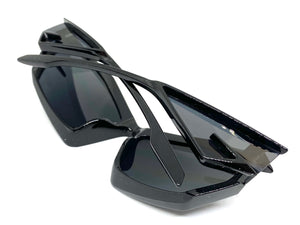 Oversized Modern Futuristic Sporty Wrap SUNGLASSES Large Black Frame 80418