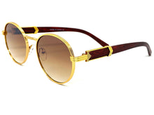 Men's Classy Elegant Sophisticated Style SUNGLASSES Gold & Wooden Frame E0851