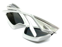 Oversized Modern Futuristic Sporty Wrap SUNGLASSES Large Silver Frame 80418