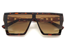 Ladies Contemporary Modern Shield Style SUNGLASSES Large Tortoise & Gold Frame 5190