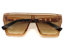 Ladies Contemporary Modern Shield Style SUNGLASSES Large Brown & Gold Frame 5190