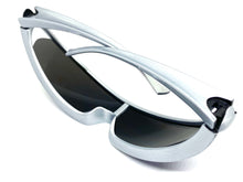 Modern Futuristic Robotic Cyclops Shield Style Party SUNGLASSES - Silver Frame ST156