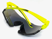Oversized Retro Sporty Wrap Around Style SUNGLASSES Large Neon Yellow & Black Frame BP0200