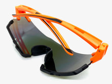 Oversized Retro Sporty Wrap Around Style SUNGLASSES Large Neon Orange & Black Frame BP0200