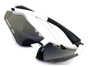Oversized Sporty Wrap Around Style SUNGLASSES Large White & Black Frame BP0201