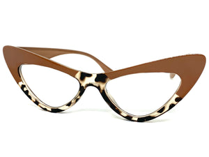 Classic Retro Cat Eye Style Clear Lens EYEGLASSES Leopard Optical Frame - RX Capable 98066