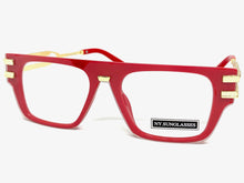 Classic Luxury Retro Hip Hop Style Clear Lens EYEGLASSES Red & Gold Frame 2685