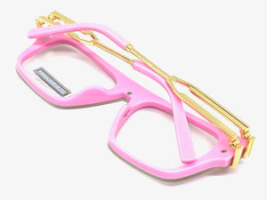 Classic Luxury Retro Hip Hop Style Clear Lens EYEGLASSES Pink & Gold Frame 2685