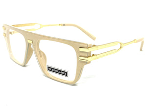 Classic Luxury Retro Hip Hop Style Clear Lens EYEGLASSES Cream & Gold Frame 2685