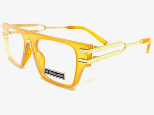 Classic Luxury Retro Hip Hop Style Clear Lens EYEGLASSES Orange & Gold Frame 2685