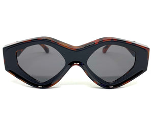 Classic Modern Retro Style SUNGLASSES Funky Black & Tortoise Frame 80405