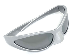 Classic Modern Retro Raver Party Bat SUNGLASSES Funky Silver Frame 80152