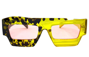 Classic Modern Retro Raver Party SUNGLASSES Funky Yellow Frame 2124