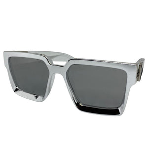 Classic Luxury Modern Retro Hip Hop Style SUNGLASSES Square Silver Chrome Frame 30461