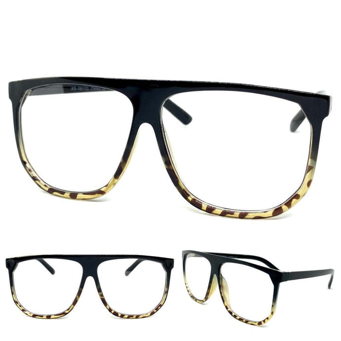 Oversized Vintage Retro Style Clear Lens EYEGLASSES Large Black Frame 1801