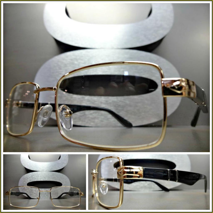Modern Metal Clear Lens Glasses- Black & Rose Gold