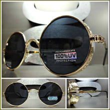 Round Blinder Style Sunglasses- Gold Frame & Black Lens