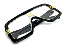Oversized Vintage Retro Hip Hop Style Clear Lens EYEGLASSES Large Black & Gold Frame 86420