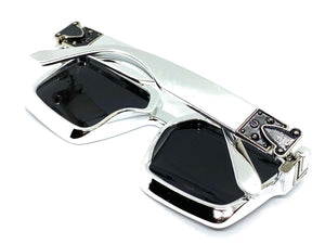 Classic Luxury Modern Retro Hip Hop Style SUNGLASSES Square Silver Chrome Frame 30461