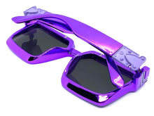 Classic Luxury Modern Retro Hip Hop Style SUNGLASSES Square Purple Chrome Frame 30461