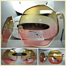 Metal Hexagon Frame Sunglasses- Brown & Pink Lens