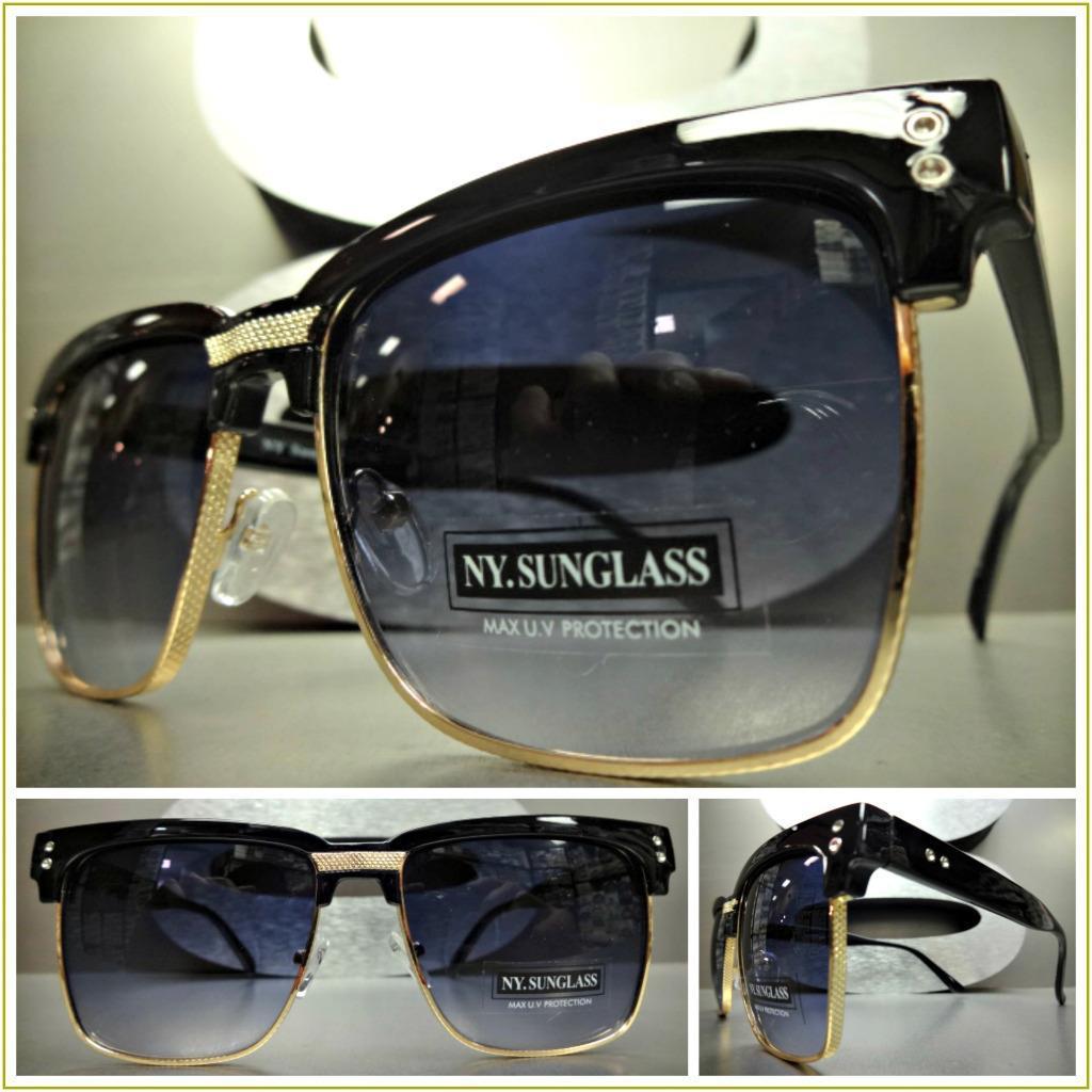 Retro Clubmaster Style Sunglasses- Black