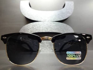 Classic Clubmaster POLARIZED Lens Sunglasses- Black