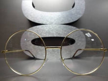 Oversized Round Clear Lens Glasses- Gold
