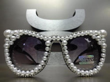 Pearl & Rhinestone Embellished Cat Eye Sunglasses